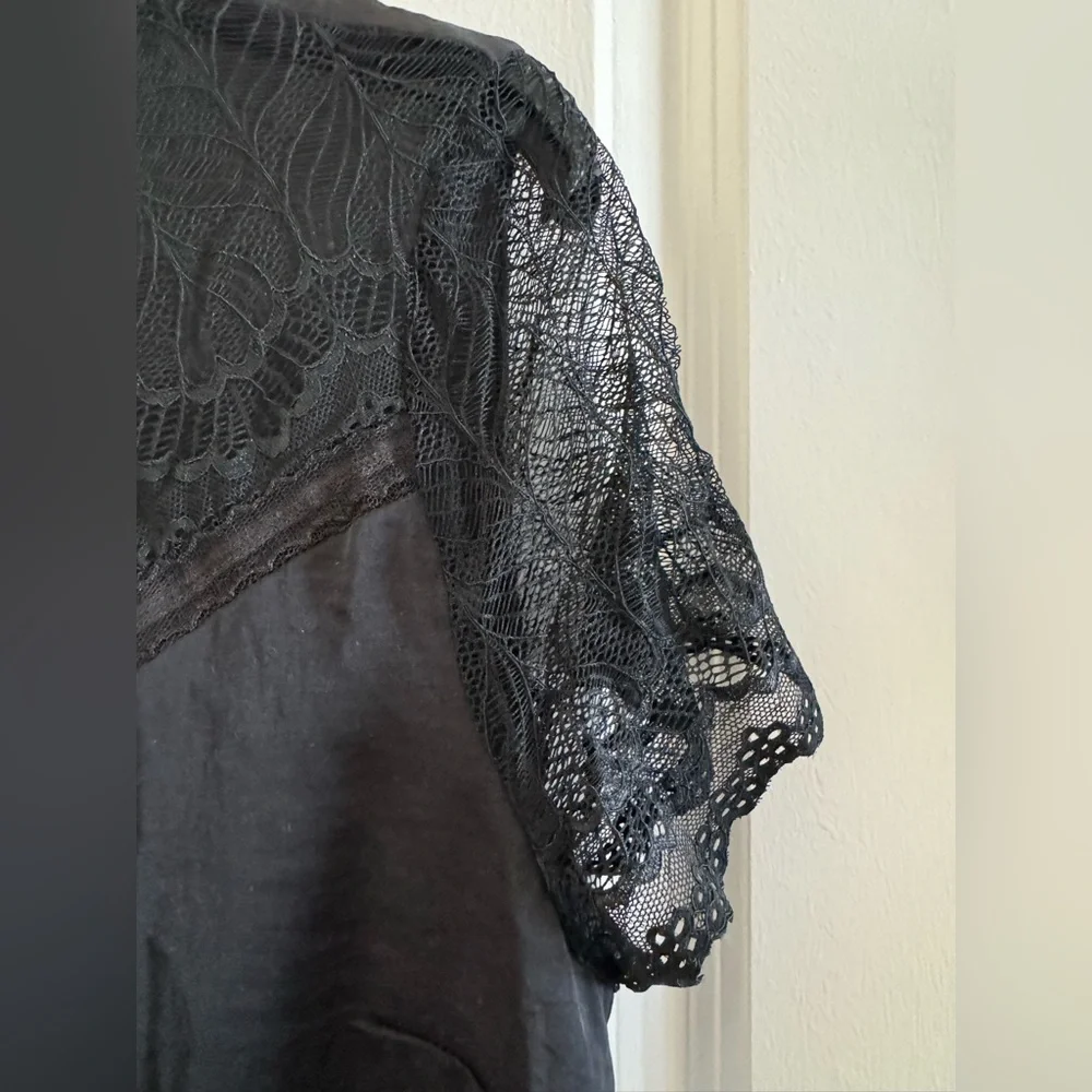 NWT Who What Wear Black Lace Detail Button Down Shirt Size Large - Picture 4 of 9